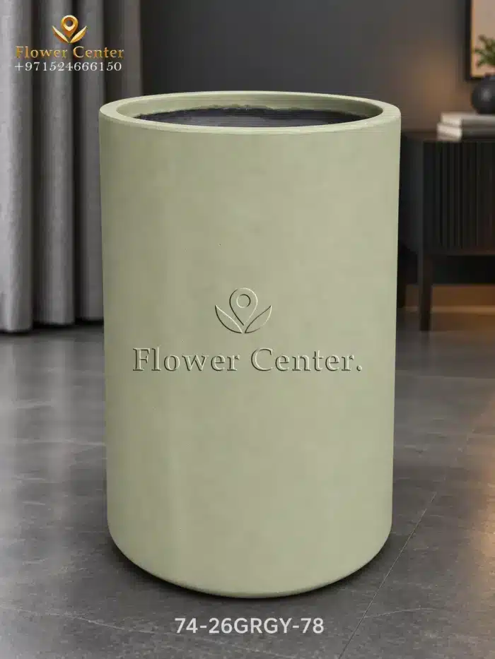 Sage Green Straight Column Fibreclay Planter 78 cm