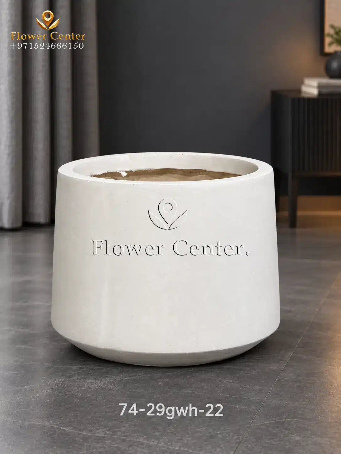Cream Stone Footed Taper Fibreclay Planter 22 cm