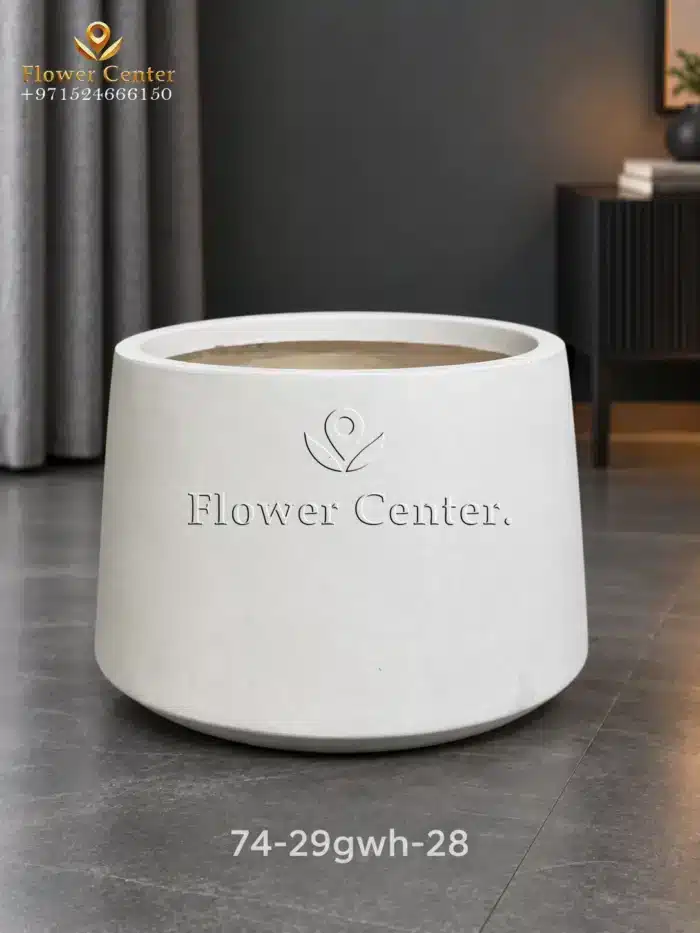 Cream Stone Footed Taper Fibreclay Planter 28 cm