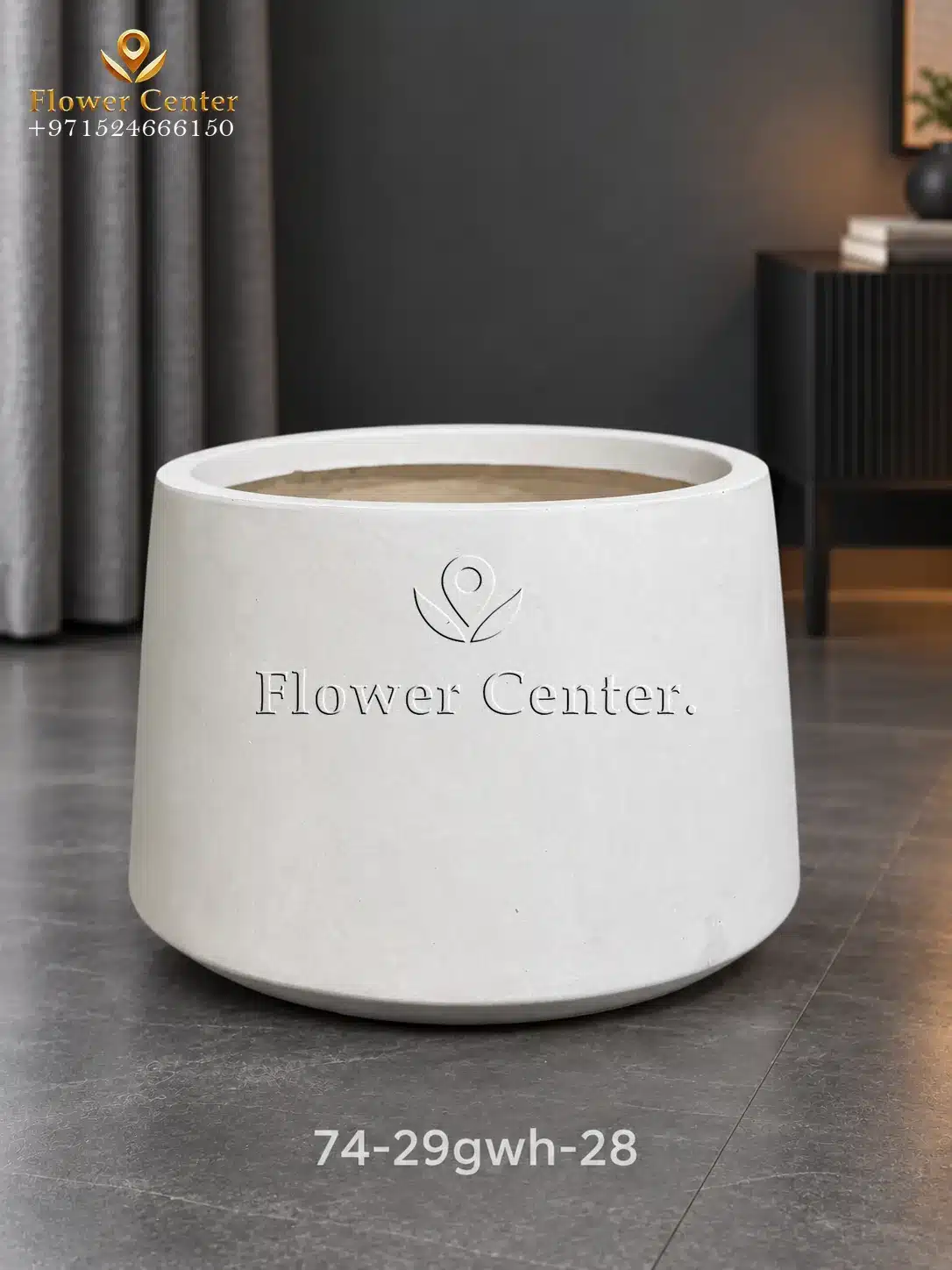 Cream Stone Footed Taper Fibreclay Planter 28 cm