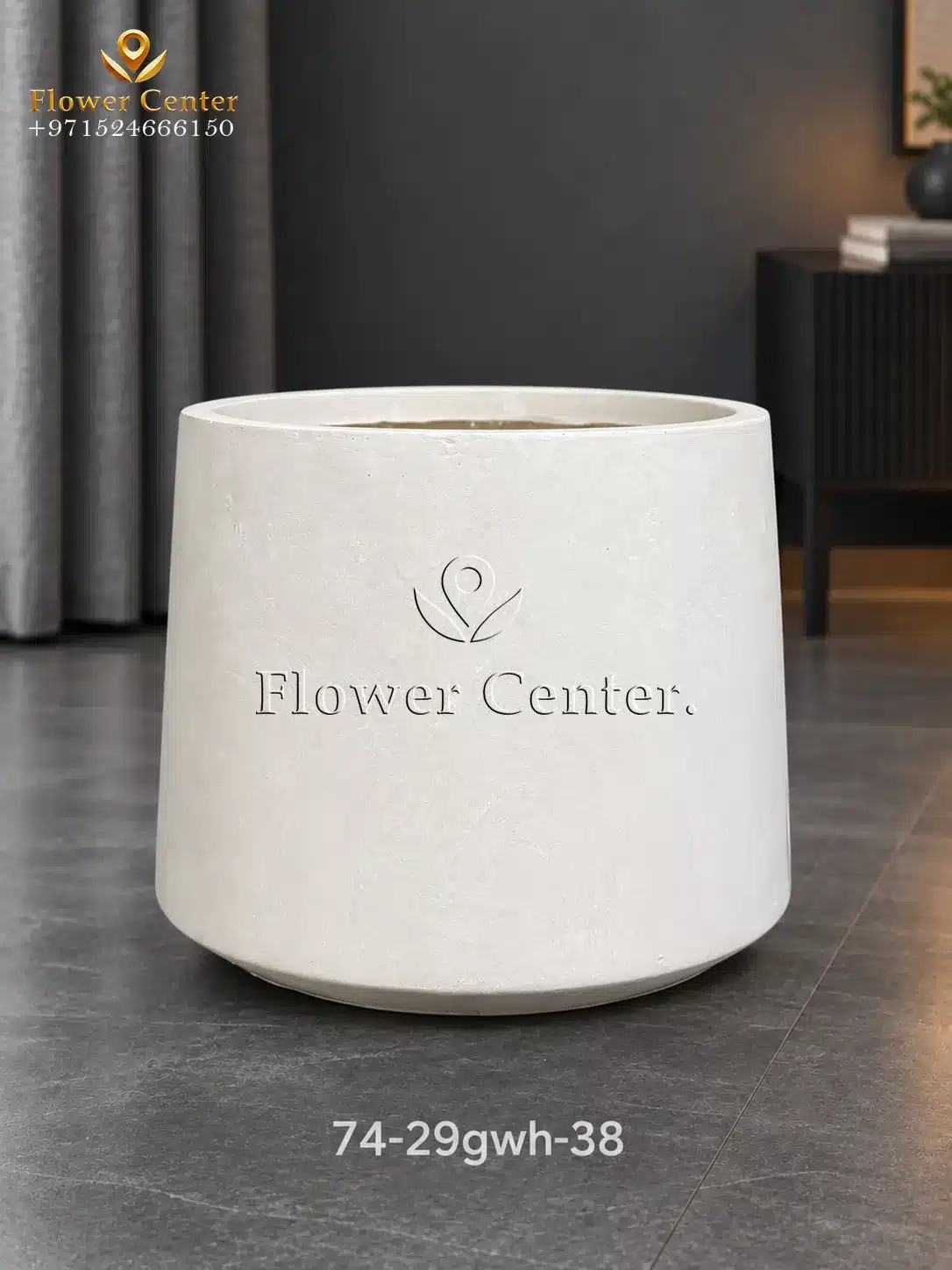 Cream Stone Footed Taper Fibreclay Planter 38 cm