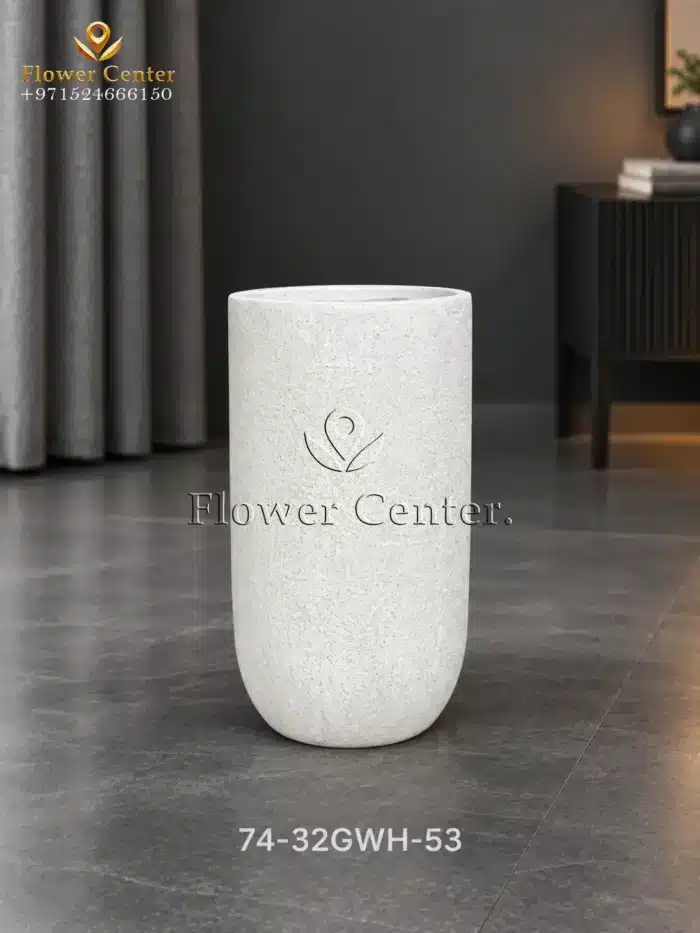 Cream Tall Slim Column Fibreclay Planter 53 cm