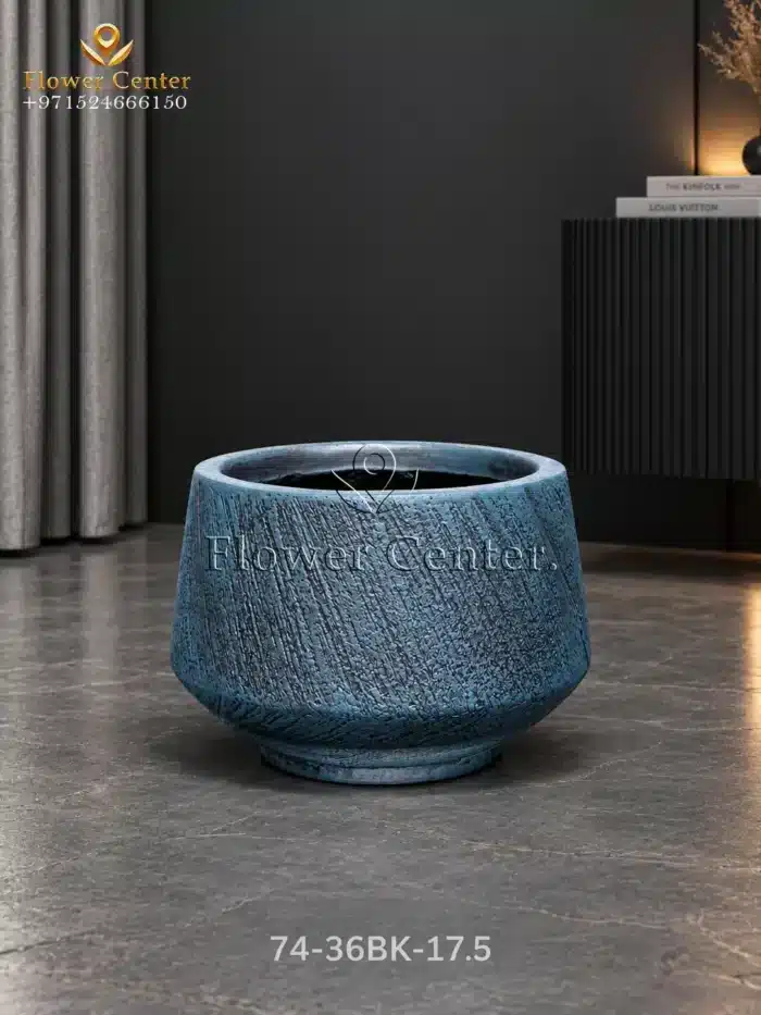 Black Brushed Hourglass Fibreclay Planter 28×17.5 cm