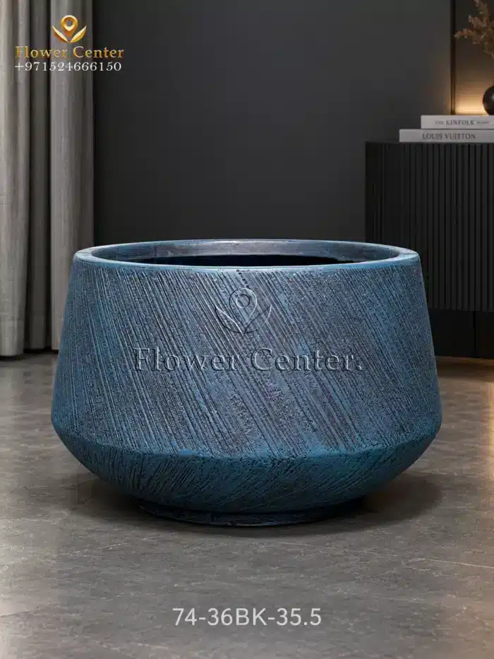 Black Brushed Hourglass Fibreclay Planter 53×35.5 cm
