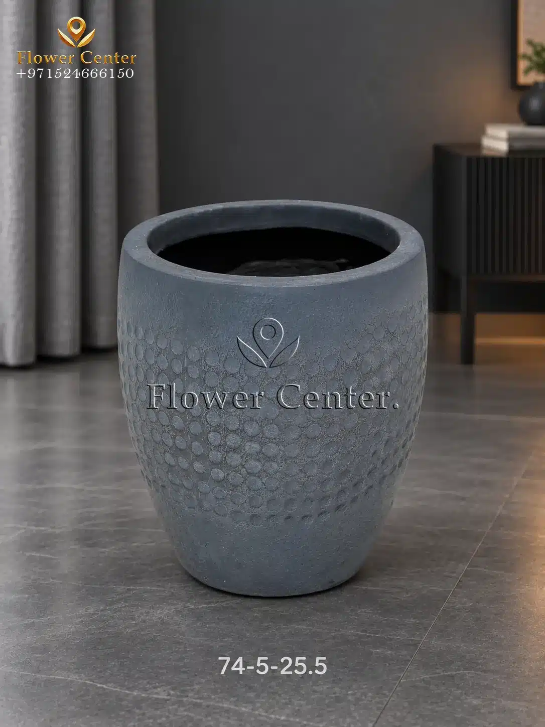 Navy Blue Dotted Taper Fibreclay Planter 25.5 cm