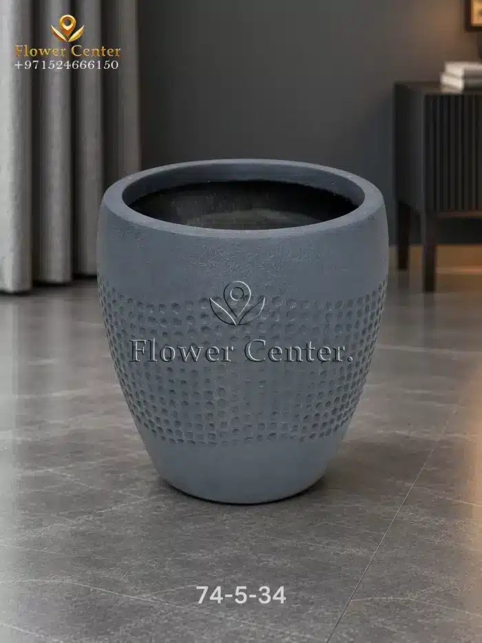 Navy Blue Dotted Taper Fibreclay Planter 34 cm