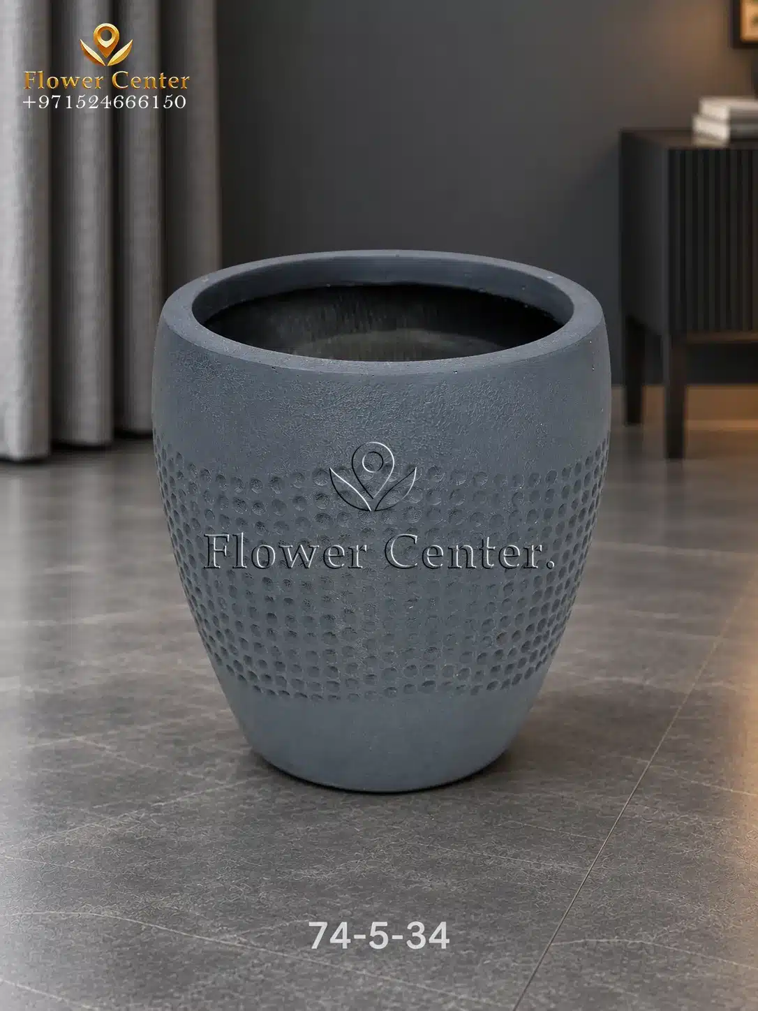 Navy Blue Dotted Taper Fibreclay Planter 34 cm