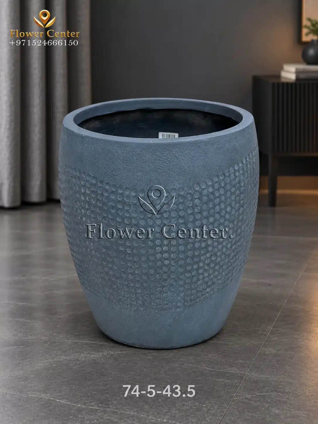 Navy Blue Dotted Taper Fibreclay Planter 43.5 cm