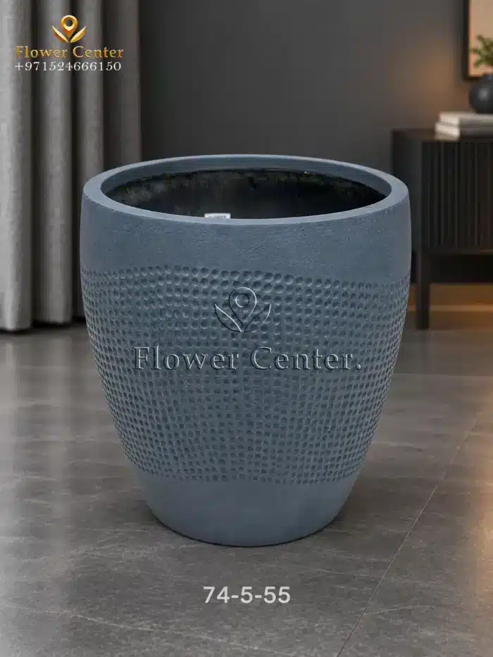 Navy Blue Dotted Taper Fibreclay Planter 55 cm