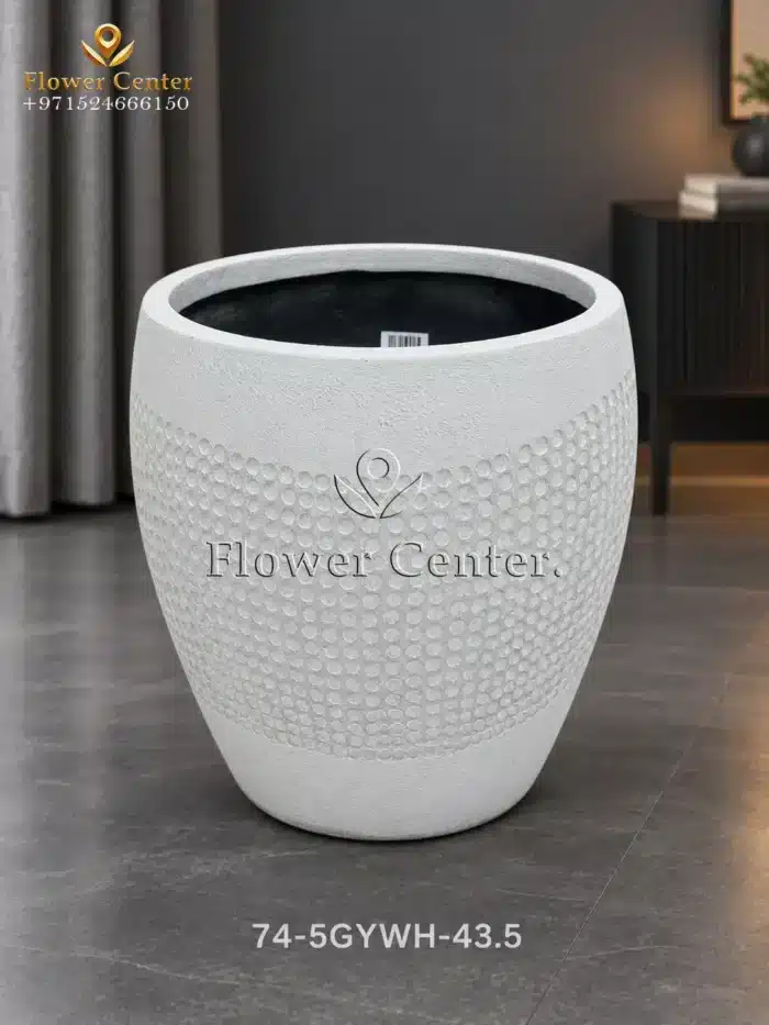 Grey-White Dotted Taper Fibreclay Planter 43.5 cm