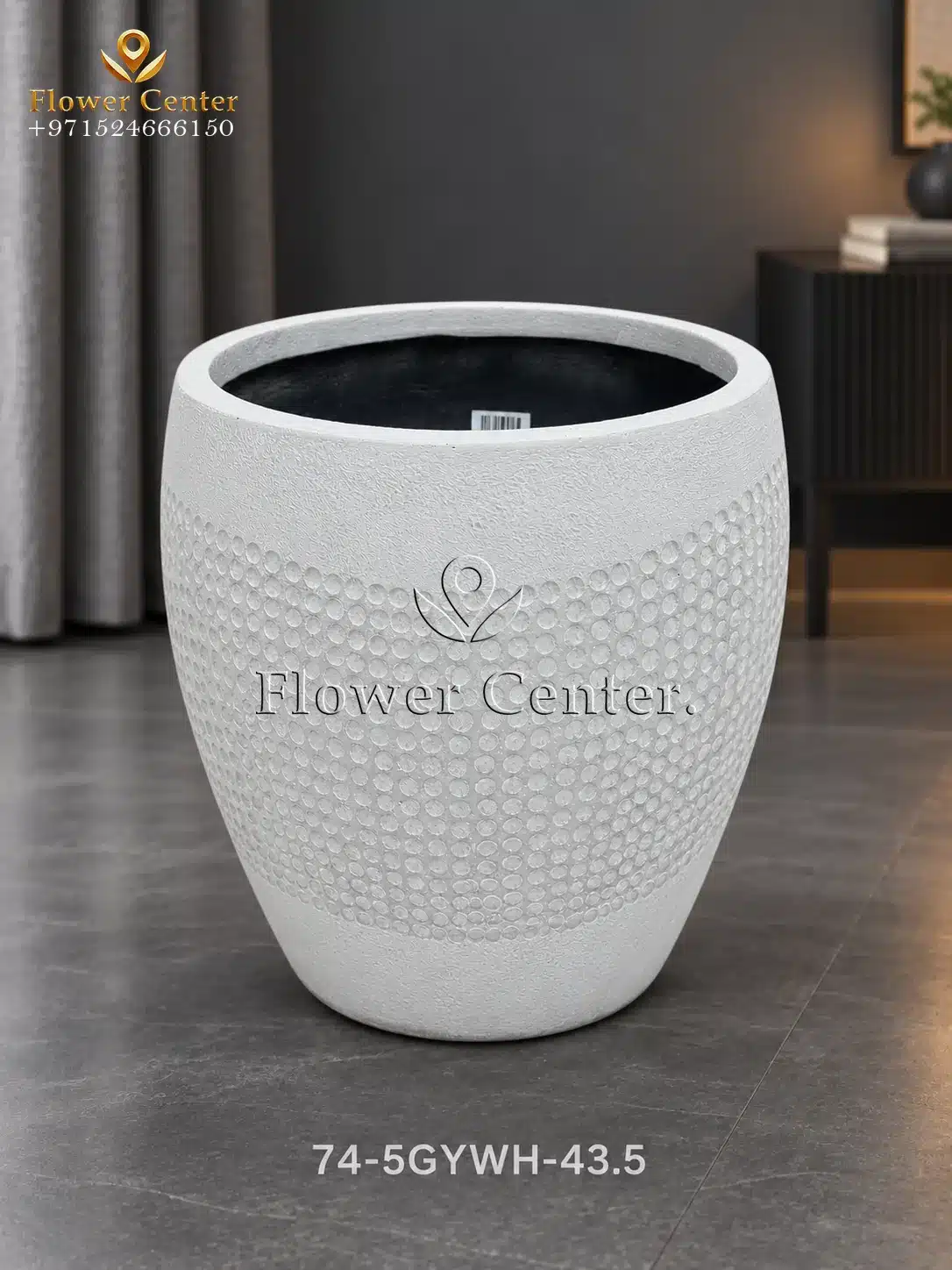 Grey-White Dotted Taper Fibreclay Planter 43.5 cm