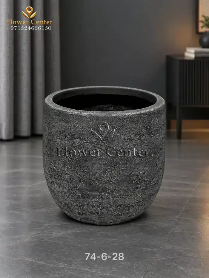 Graphite Lava-Texture Fibreclay Planter 28 cm