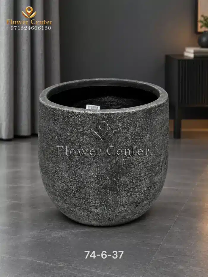 Graphite Lava-Texture Fibreclay Planter 37 cm