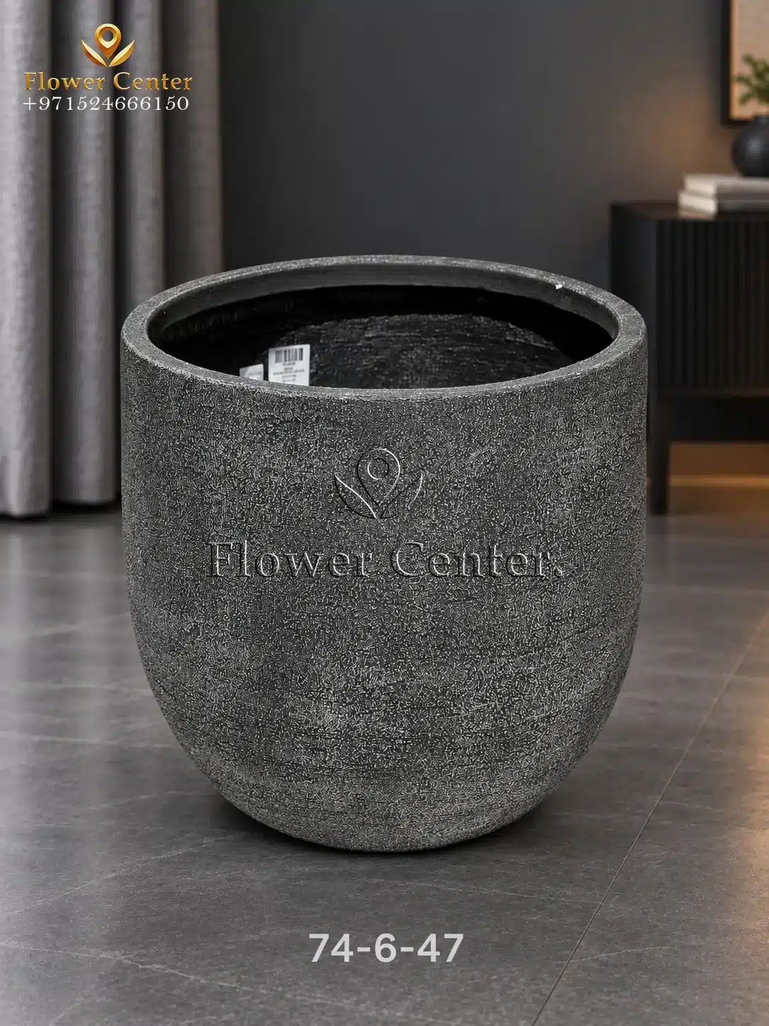 Graphite Lava-Texture Fibreclay Planter 47 cm