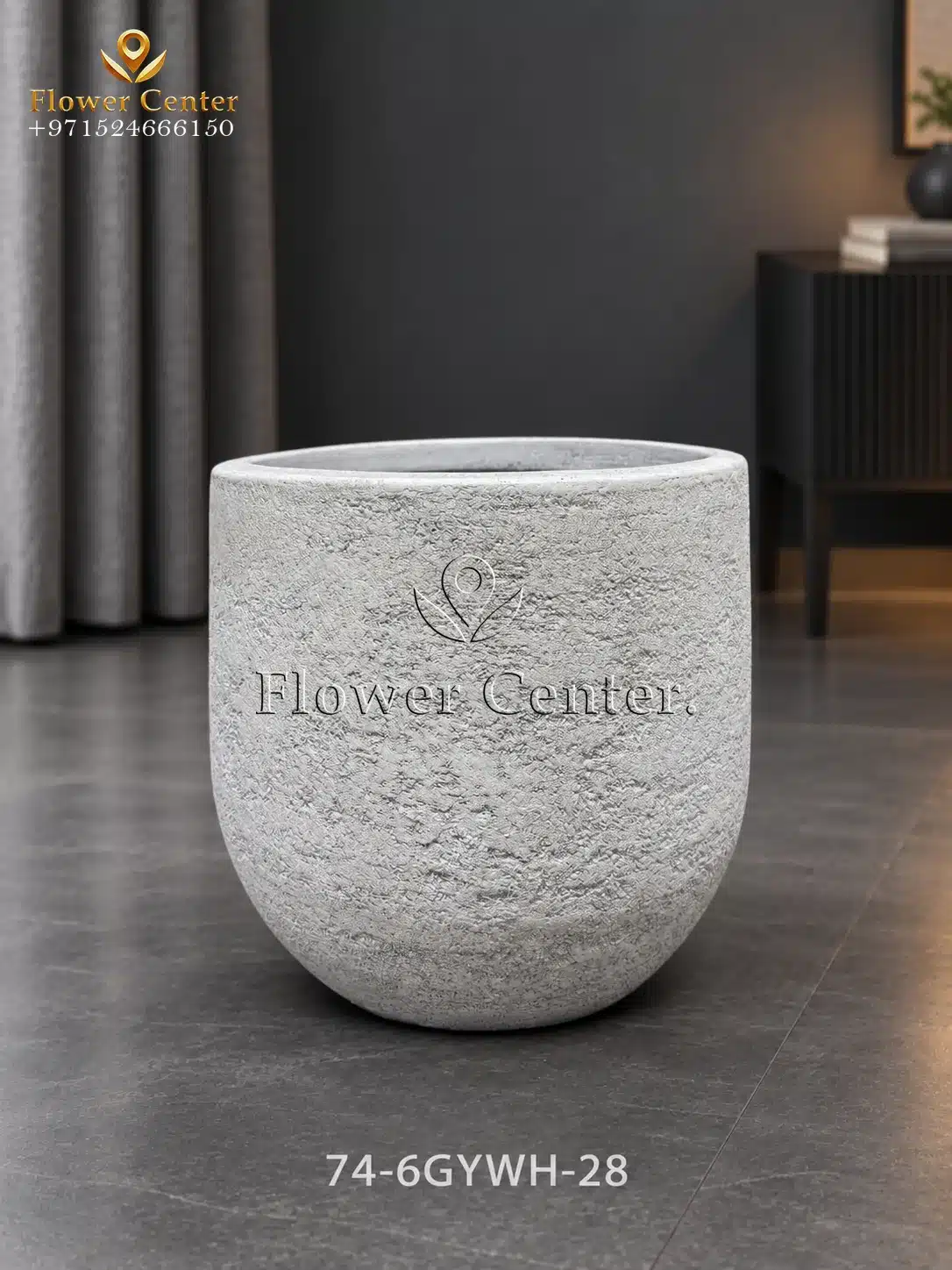 Light Grey Lava-Texture Fibreclay Planter 28 cm
