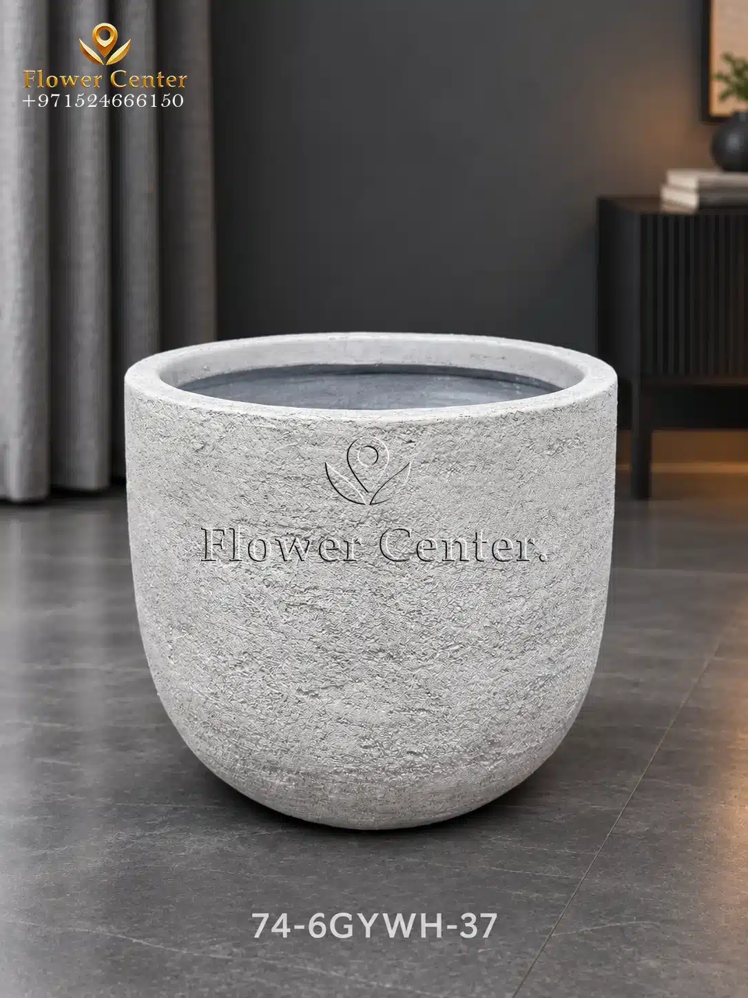 Light Grey Lava-Texture Fibreclay Planter 37 cm