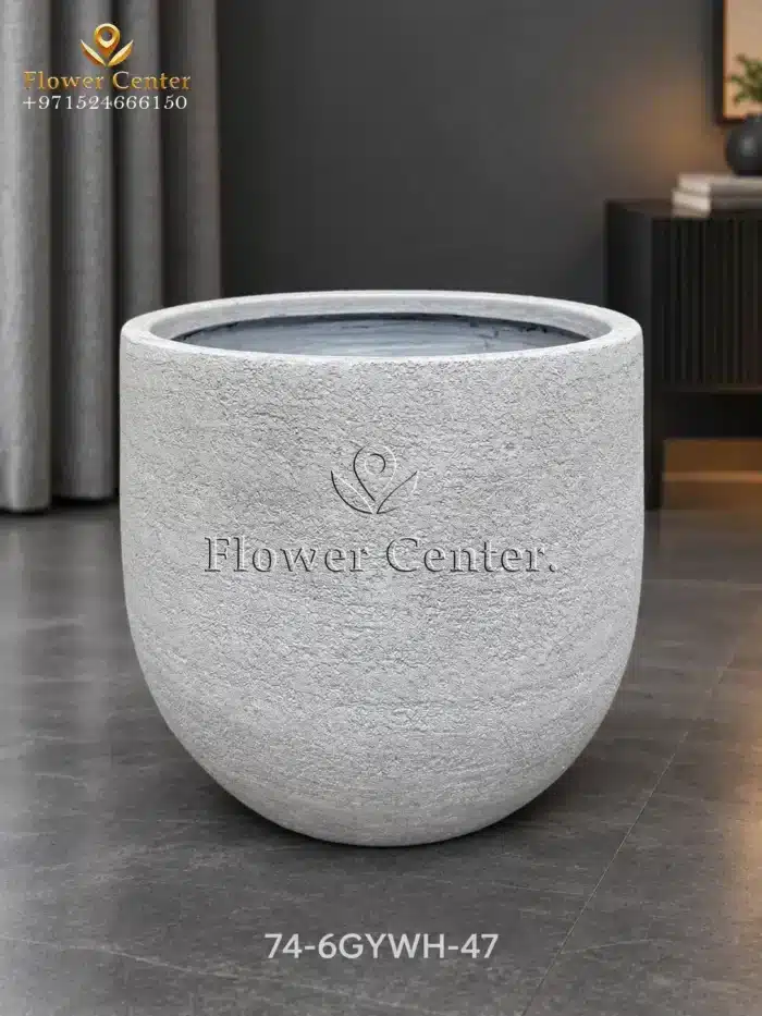 Light Grey Lava-Texture Fibreclay Planter 47 cm