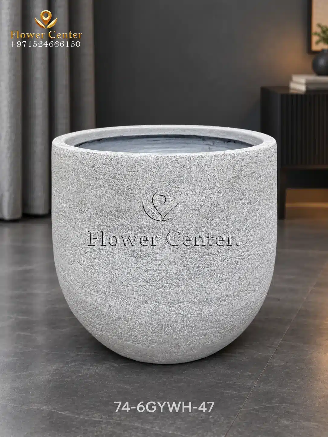 Light Grey Lava-Texture Fibreclay Planter 47 cm