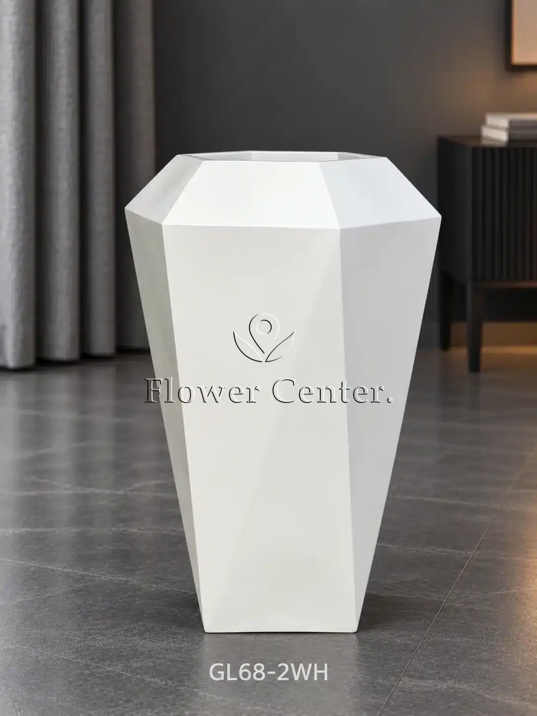White Faceted Geometric Planter - Medium Taper