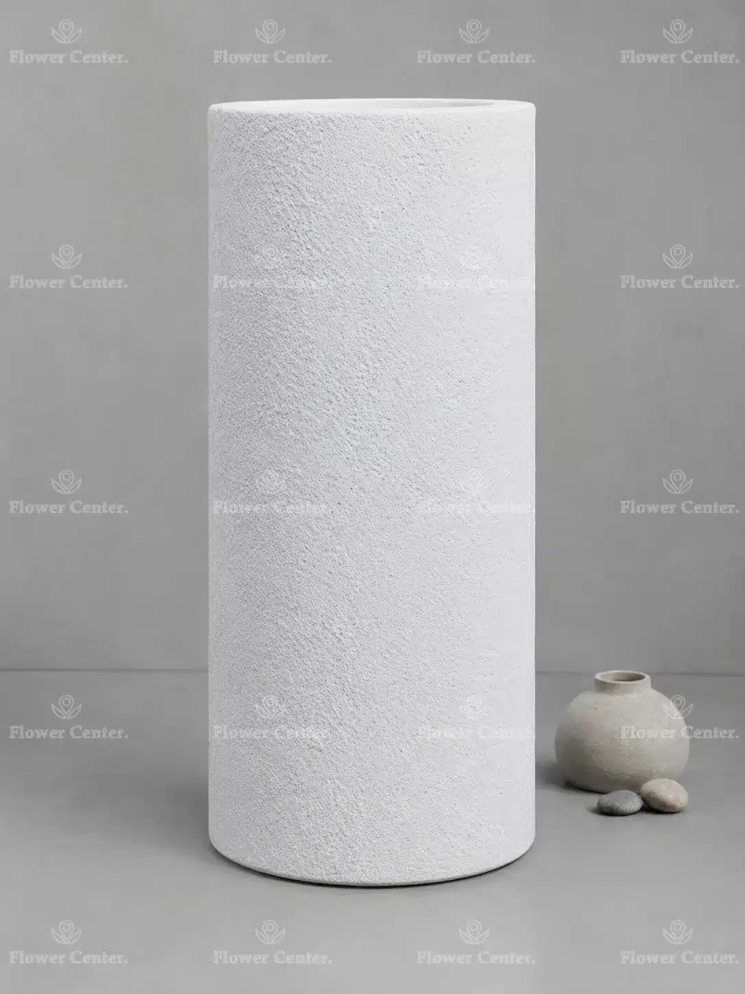 White Textured Tall Cylinder Planter