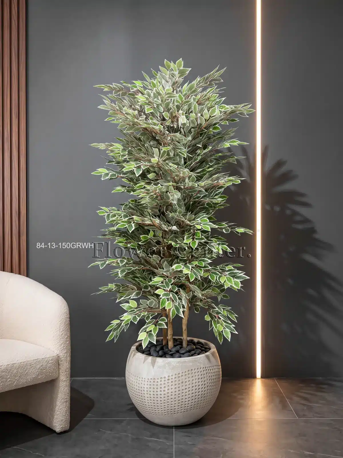 Artificial Variegated Ficus Tree 150 cm – Green and White Leaves